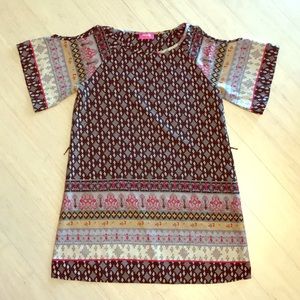 Open shoulder printed tunic dress M